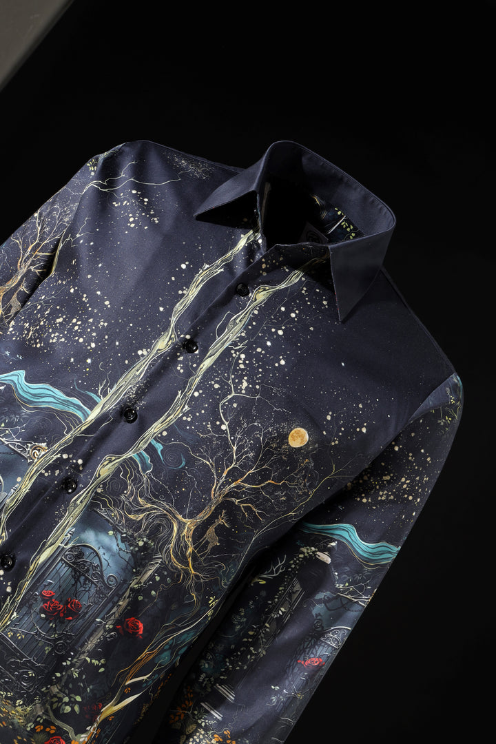 Dark fabric with abstract patterns and textures on a black background LoudLess