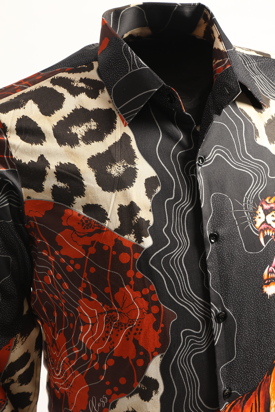 Savrez full sleeve shirt — LoudLess men's tiger print on 100% cotton, made in Delhi for clubbing and partywear.