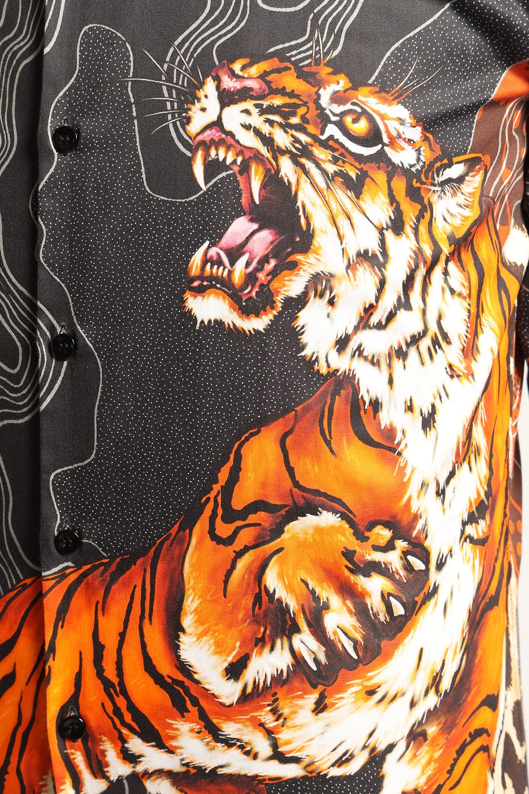 Men's full sleeve tiger print shirt — Savrez by LoudLess, 100% cotton, customizable to 80-inch chest.