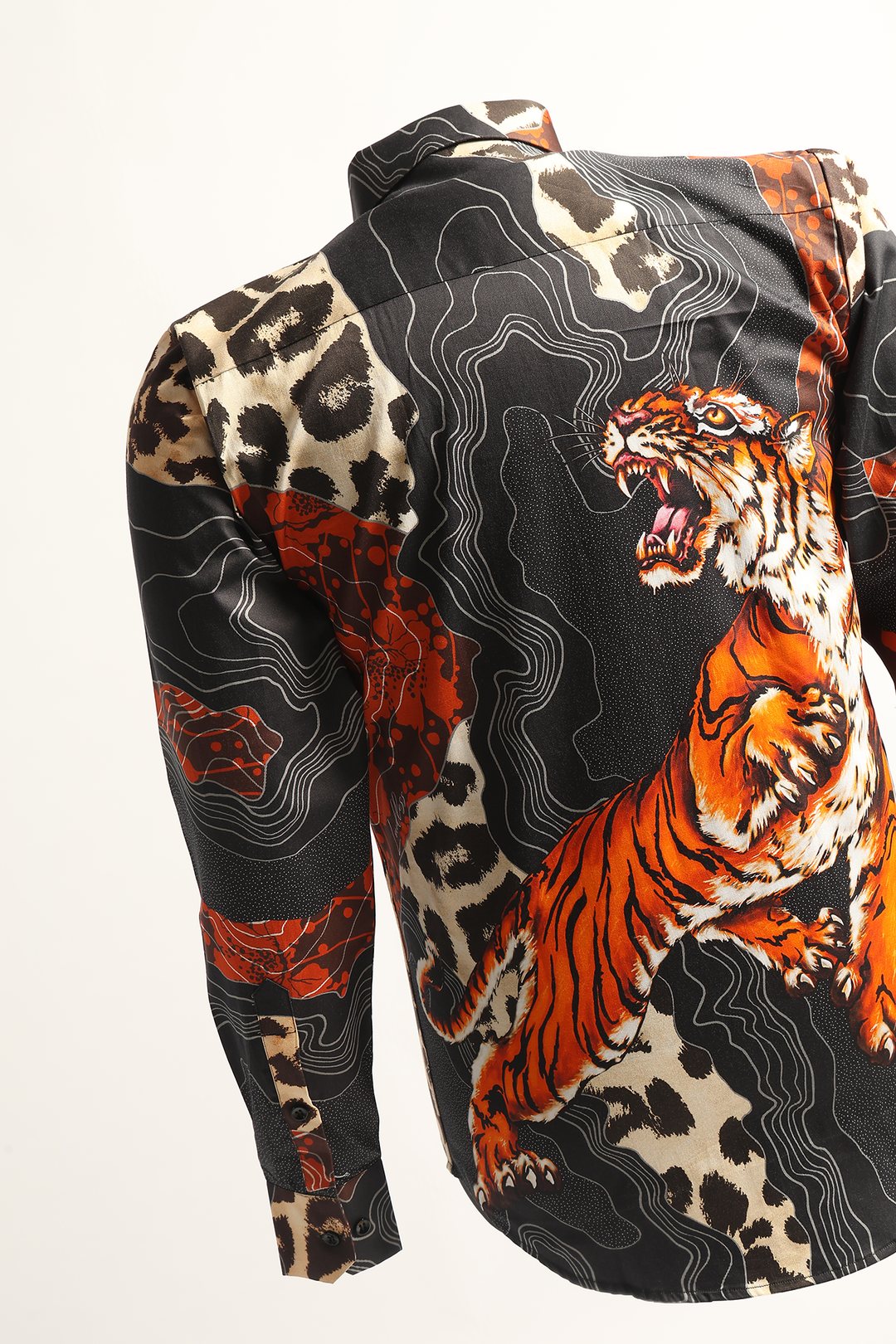 Tiger print shirt for men by LoudLess — Savrez, full sleeve, 100% cotton. Vacation and partywear from Delhi.
