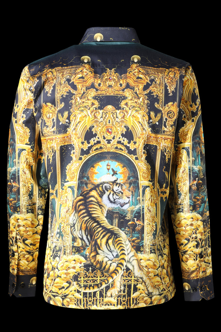 Decorative jacket with a tiger design on a black background LoudLess