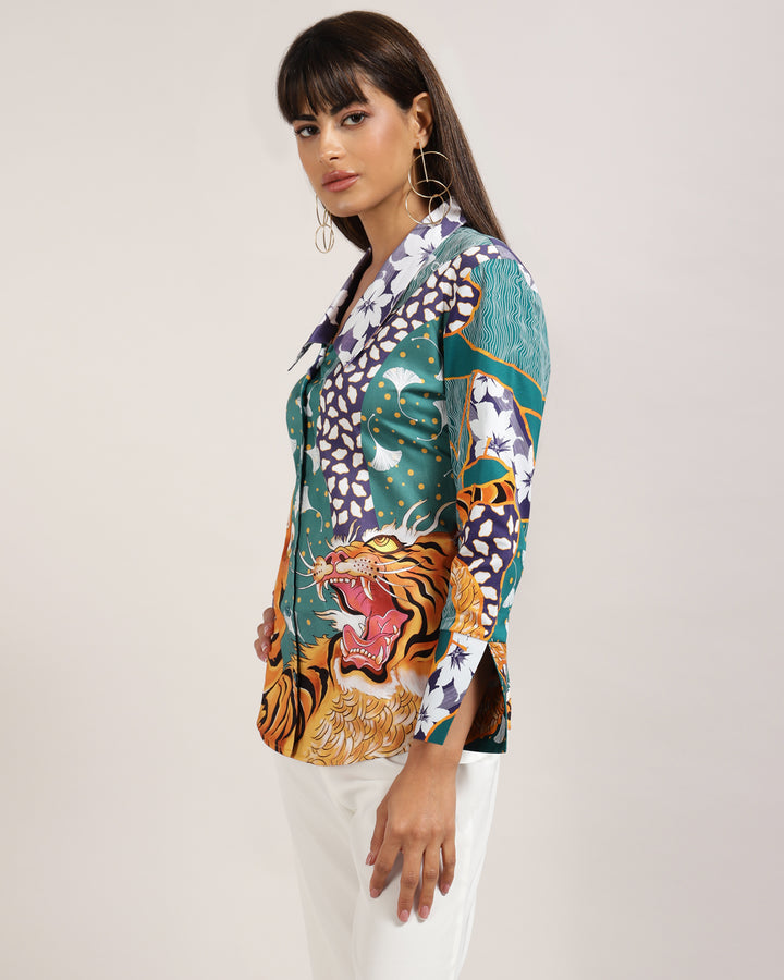 cotton womens animal print shirt luxury