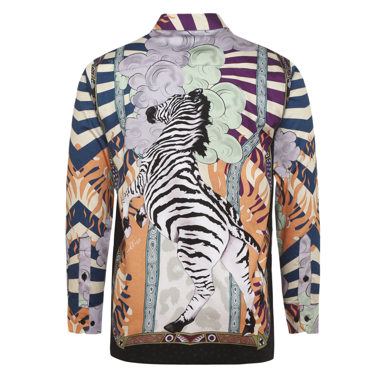 Model shows off a fashionable 100% cotton zebra print shirt, combining comfort and style in one piece. Get ready to make a statement with this unique addition to your wardrobe