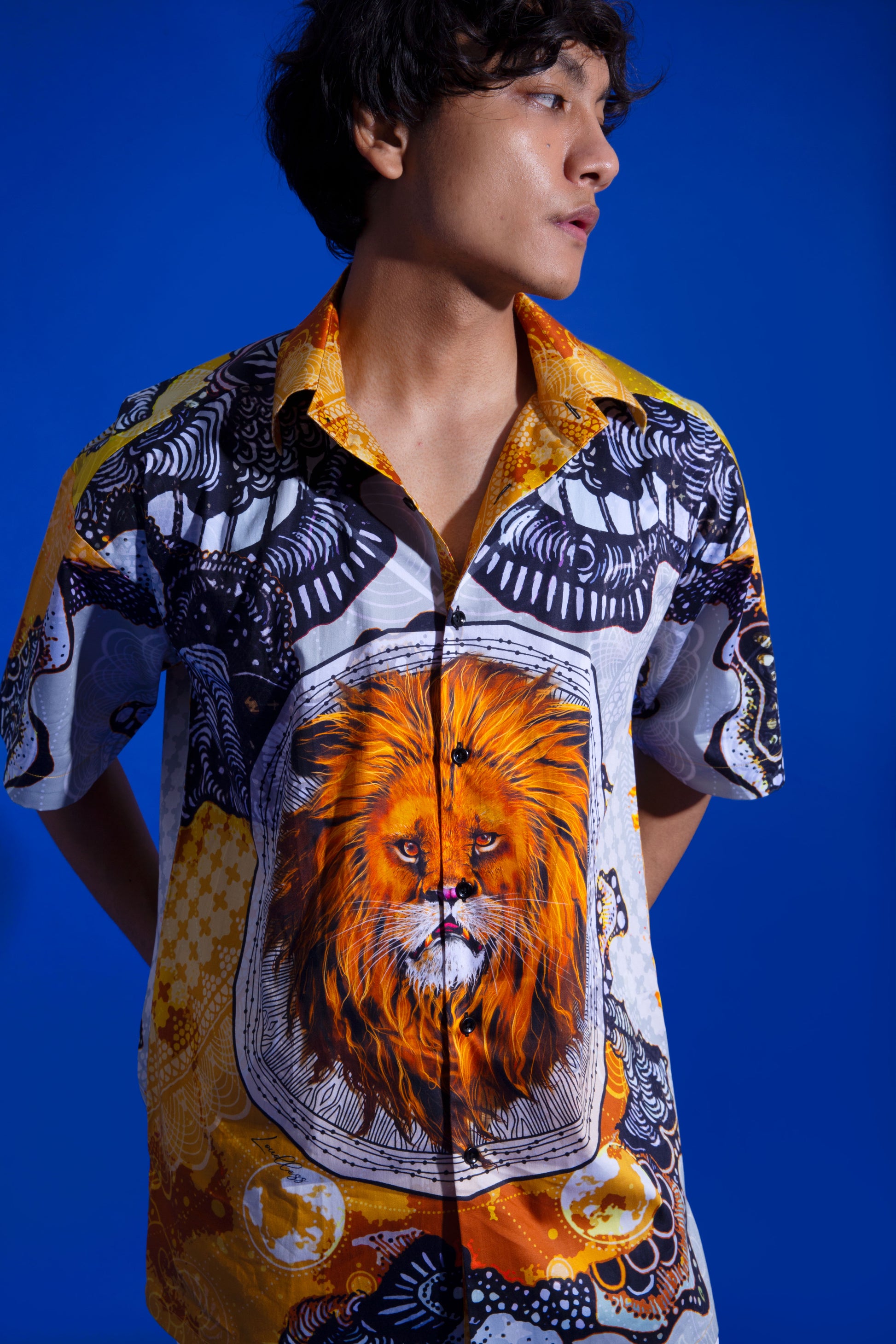 Make a statement with this luxury Lion printed half sleeves shirt, perfect for streetwear and made from comfortable 100% cotton