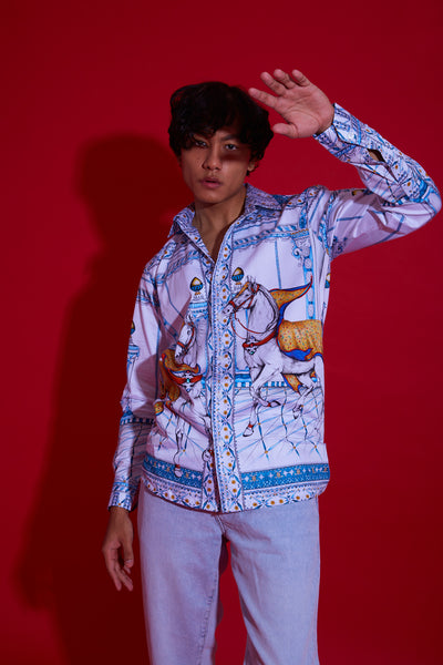 Make a statement with this stylish and comfortable men's horse print shirt, crafted from premium materials for luxury