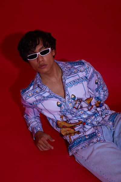 Indulge in luxury with this stylish men's horse print shirt, crafted from premium materials for a comfortable and chic look